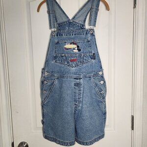 Vintage womans 90's Disney Mickey bib overall denim shorts